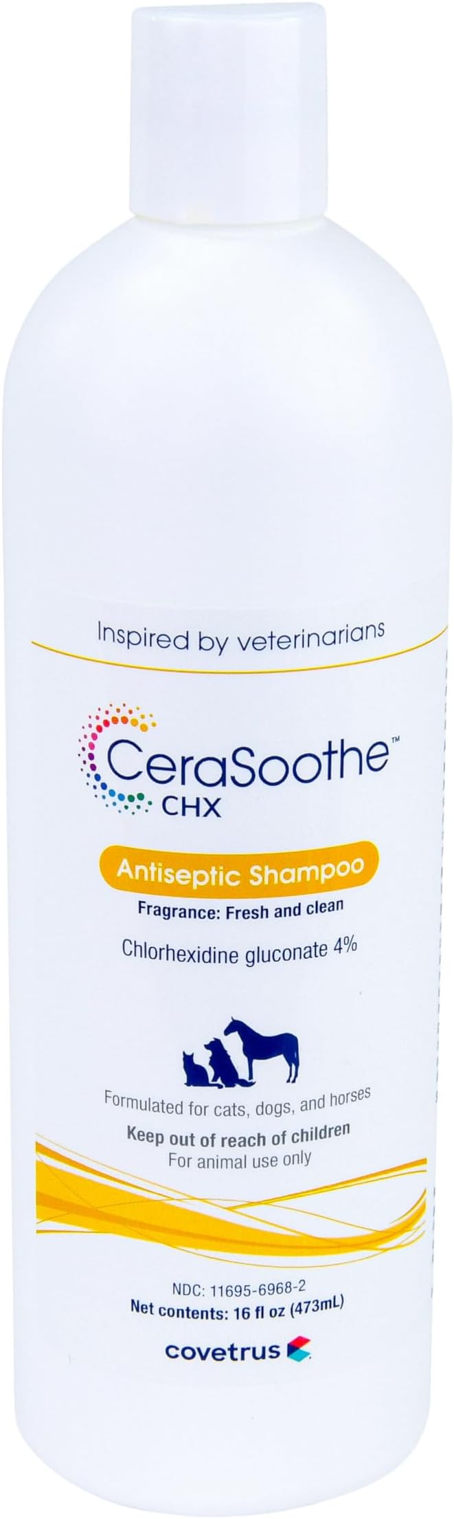 CeraSoothe CHX Antiseptic Shampoo with Chlorhexidine, Hydrating & Barrier-Supporting Cleanser for Dogs, Cats & Horses, 16 oz