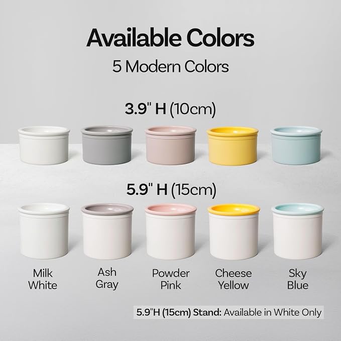 Hello Bowl Elevated Ceramic Cat Bowl with Stand, Raised Whisker-Friendly Feeding Bowl for Cats & Small Dogs, Patented Design, Made in Korea (5.9" H - Gray, Square/Dry)