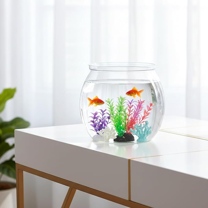 InnoHHustle Mini Plastic Fish Bowl 30 oz Decorative Small Fish Tank Unbreakable Aquarium Starter Kit for Centerpiece Vases Party Decorations