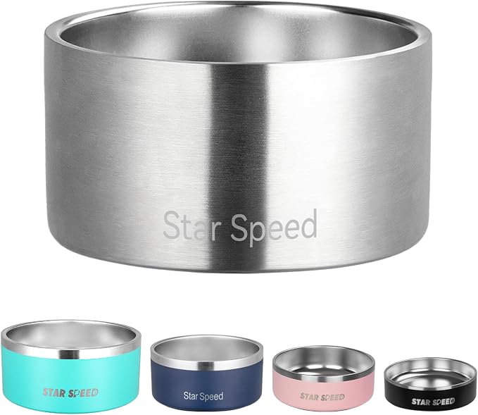 StarSpeed 200oz Extra Large Insulated Stainless Steel Dog Bowls(Silver | Insulated Dog Bowl,Non-BPA Dog Water Bowl,Drop Resistant,Non-Slip Rubber Bottom,Heavy-Duty