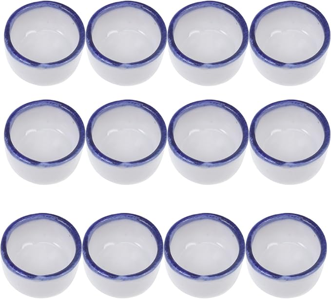 12pcs Small Ceramic Reptile Water Bowls Mini Terrarium Basins and Crawling Pets Reptile Tank Drinking Dishes Pet Habitat Accessories