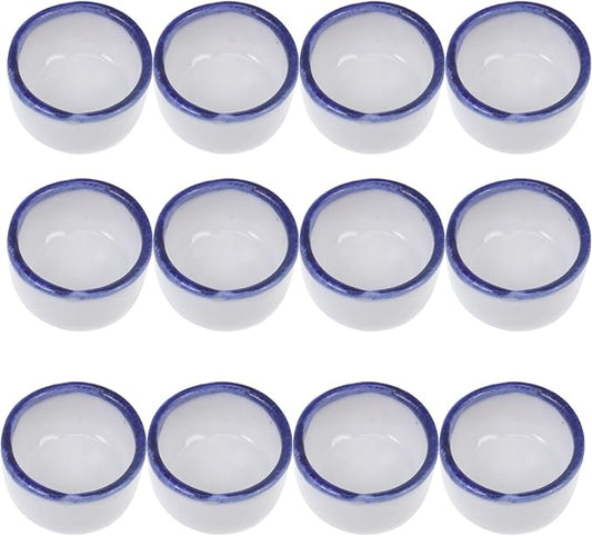 12pcs Small Ceramic Reptile Water Bowls Mini Terrarium Basins and Crawling Pets Reptile Tank Drinking Dishes Pet Habitat Accessories