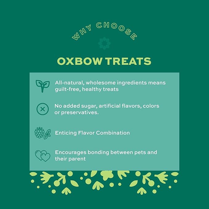 Oxbow Simple Rewards BlackBerry & Basil Treats, Great as Chinchilla, Hamster, Rodent, Guinea Pig & Rabbit Treats, Small Pet Snack, Made with Oxbow Timothy Hay, Made in USA, 3 oz