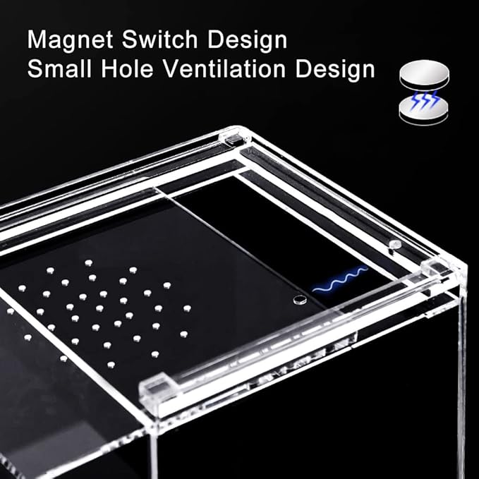 NANEEZOO Magnetic Acrylic Reptile Terrarium Enclosure, Reptile Insect Breeding Box for Small Reptiles, Invertebrates, Mantis, Spider, Cricket, Tarantula