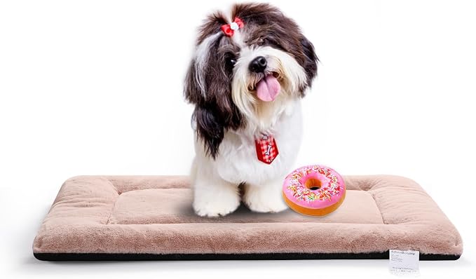 Dog Crate Pad Washable Dog Bed for Crate Small Cozy Mat 24-Inch Pink | Ultra Soft Kennel Pad,Anti-Slip Bottom,Fits for Most Metal Crates,Comfortable Sleeping Pet Mat