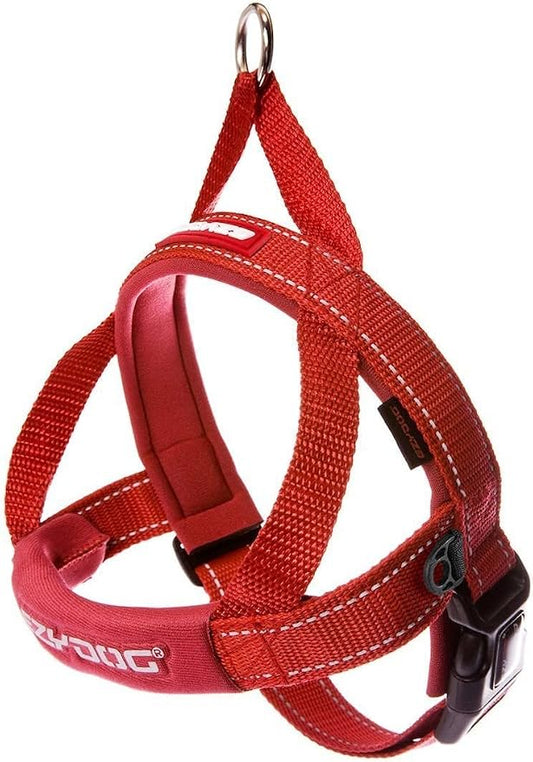 EzyDog Quick Fit Dog Harness, Soft Neoprene Padding - Medium, Red | Fast One-Click Buckle, Adjustable Fit, Strong Reinforced Materials, Reflective Stitching, No Pull Dog Harness, Easy Walking