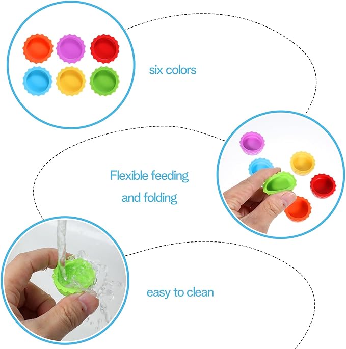 12 Pack Crested Gecko Food and Water Bowl, Reusable Reptile Food Dish, Silicone Colorful Water Bowl Gecko Tank Accessories for Tortoise, Crab,Tarantula, Lizard