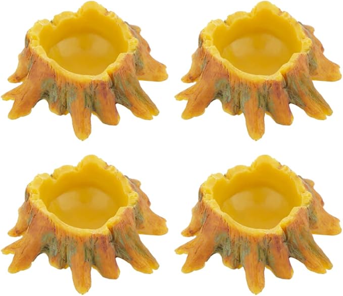 4 Pcs Spider Small Water Bowl, Mini Resin Dish for Tarantula Scorpion Millipede Spider Tiny Reptiles (Tree Root Shape)