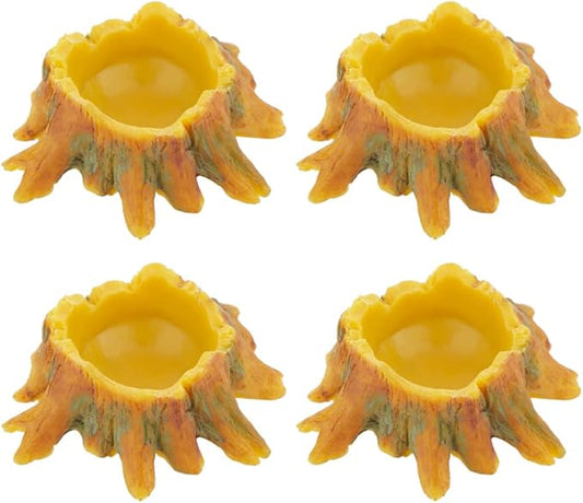 4 Pcs Spider Small Water Bowl, Mini Resin Dish for Tarantula Scorpion Millipede Spider Tiny Reptiles (Tree Root Shape)