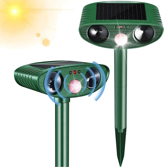 Cat Repellent Outdoor,2 Pack Solar Animal Repeller Ultrasonic Cat Deterrent with PIR Motion Sensor Waterproof Pest Repeller Animal Deterrent for Garden Yard Cats, Dogs,Skunks,Raccoon Birds Squirrels
