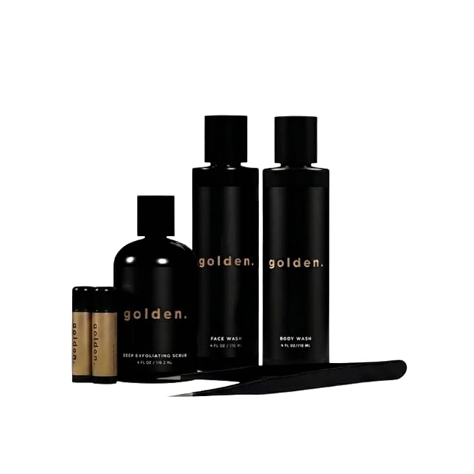 Golden Grooming Co. Essential Skincare Set for Men | Complete Face & Body Care Kit with Face Wash, Exfoliating Scrub, Body Wash, Tweezers & Lip Balms