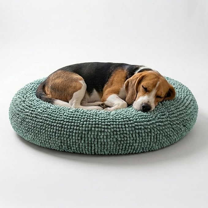 Muddy Mat®Cloud K-9 Bed for Dogs & Cats, Soft & Relaxing Donut Dog Bed, Chenille Material, Removable Cover, Washable & Dryer Safe–Seafoam Green Medium(35'x35')