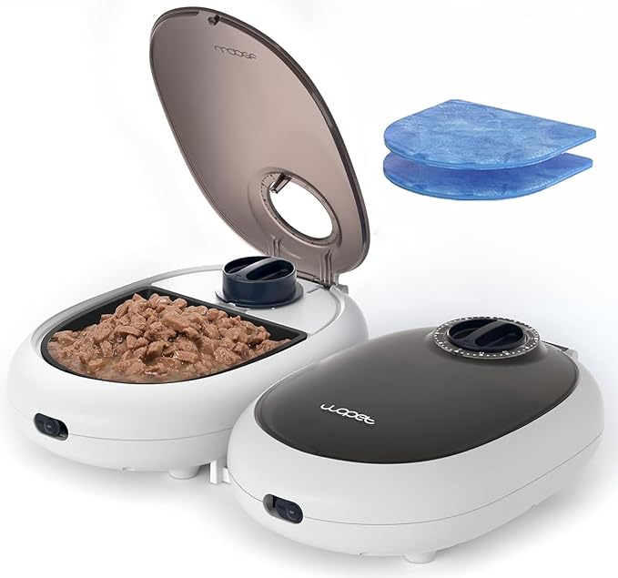 WOPET Automatic Cat Feeder, 48-Hour Timed Pet Food Dispenser with Ice Pack for Freshness, Yogurt & Canned Meals – Perfect for Cats, Kittens & Small Dogs