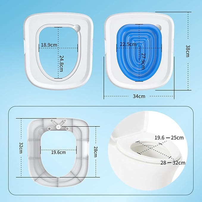 Cat Toilet Training Kit – Litter Box Alternative with Tray, Reusable Potty Seat Adapter for Cats & Kittens, Hygienic Flushable Urinal, Includes Step by Step Trainer Seat(Blue)