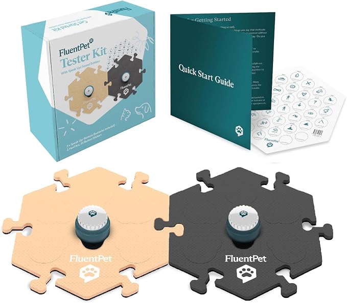 Speak Up! Tester Kit - Set of 2 Dog Talking Buttons with Pre-Installed Batteries & 2 HexTiles -| Pet Buttons for Communication
