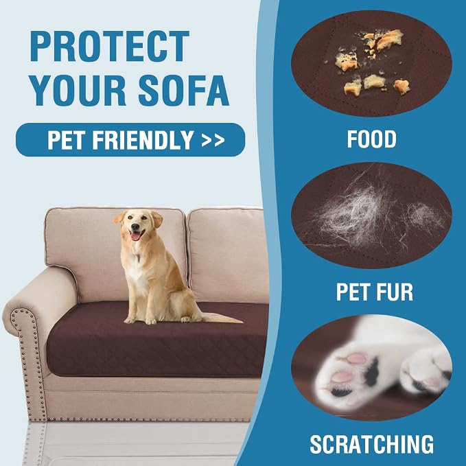 H.VERSAILTEX Couch Cover for Dogs Washable 100% Waterproof Sofa Cushion Cover Dog Bed Cover Non-Slip Pet Blanket for Sofa Cushion Protector, 35" x 82", Brown