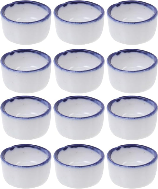 12pcs Small Ceramic Water Feeder Bowls and Spiders Mini Reptile Tank Water Containers Terrarium Basins for Small Pets