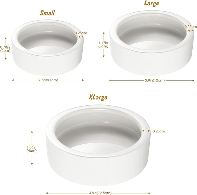 Worm Dish - Large 2 Pcs Reptile Food & Water Bowl for Lizard, Gecko, Chameleon, Hermit Crab, Bearded Dragon & More - Ceramic Anti-Escape Mini Reptile Feeder