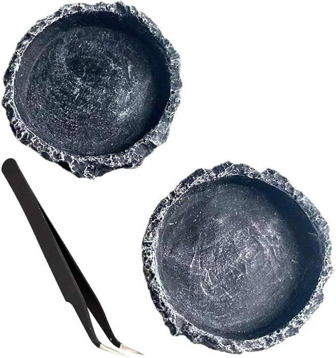 2PCS Reptile Feeder Food and Water Dish with Feeding Tweezers Tong Reptile Water Dish Food Bowl Set for Leopard Gecko Lizard Frog (Style 1)