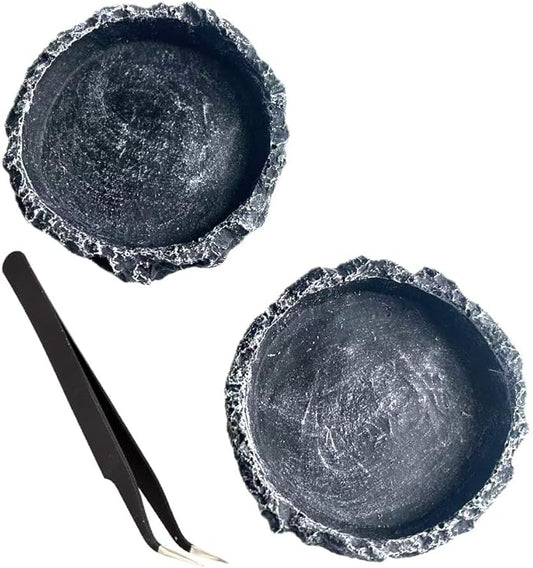 2PCS Reptile Feeder Food and Water Dish with Feeding Tweezers Tong Reptile Water Dish Food Bowl Set for Leopard Gecko Lizard Frog (Style 1)