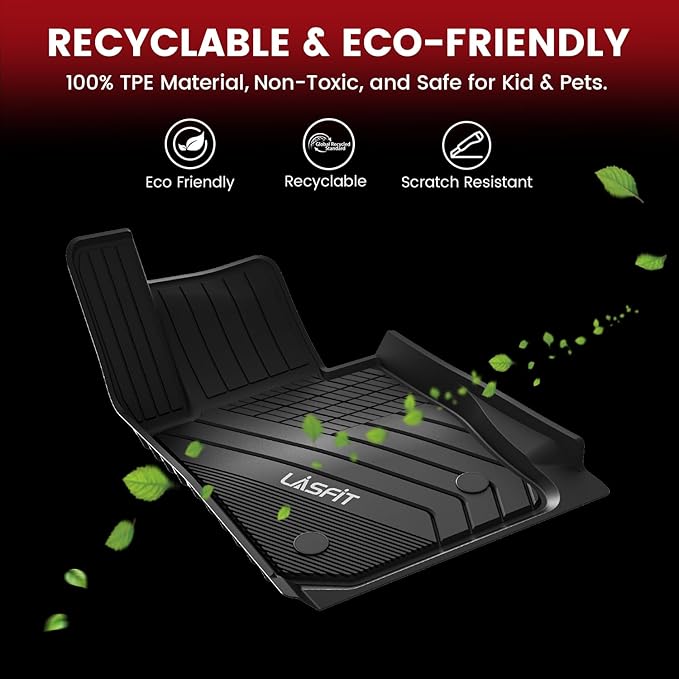LASFIT Floor Mats Fit for BMW X5 New 2019-2025 2026 All Weather Floor Liners Custom Fit TPE Mat Front & Rear Rows Car Mat Full Set for 50i M50i M 45e 50e 40i M60i(Only for 5 Passengers), Black