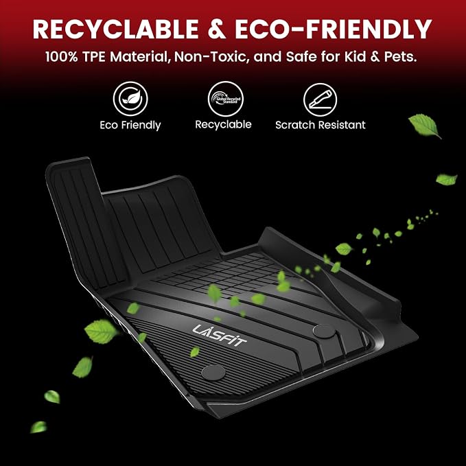 LASFIT Floor Mats&Trunk Mat Fit for BMW X5 2019-2024 2025 2026 40i/45e/50e/50i/M/M50i/M60i, All Weather TPE Custom Fit 1st&2nd Row Full Set Car Mats & Cargo Liner(Only for 5 Passengers), Black