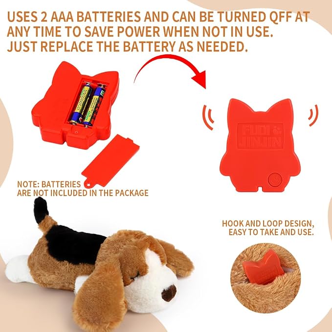 Puppy Toy with Heartbeat, Dog Heartbeat Toy for Separation Anxiety Relief | Dog Anxiety Relief Calming Aid, Calming Comfort Dogs Pillow,Dog Stuffed Animal,Plush Toy for Dogs Cats Pets,Beagle