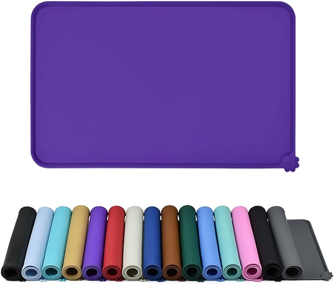 Reopet Silicone Pet Feeding Mat - Waterproof & Non-Slip Dog Cat Placemat | High Raised Edges Prevent Food & Water Spills to Protect Floors, Easy to Clean, Fit for Dog Cat Bowls
