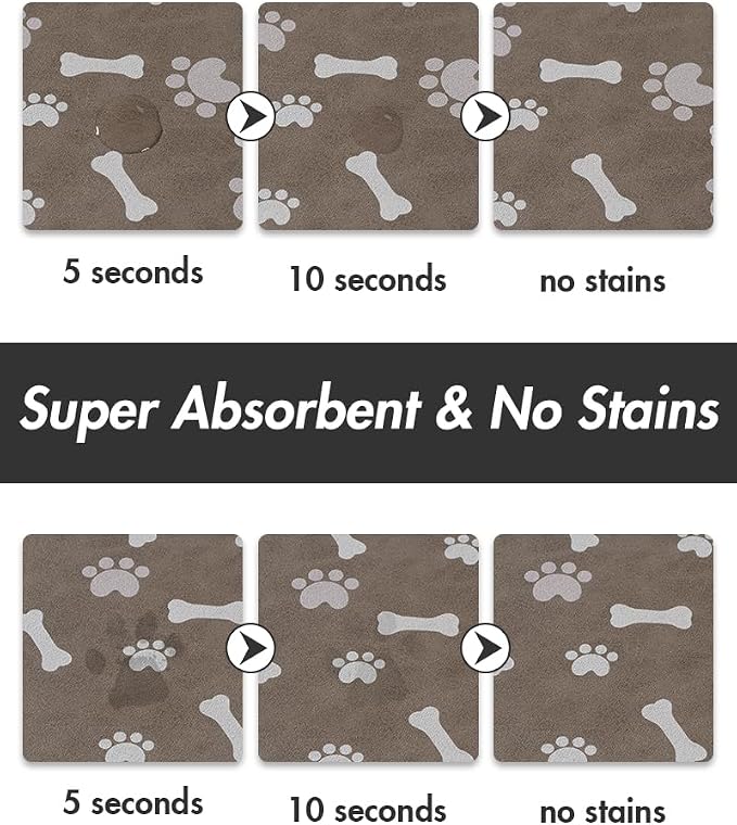 MontVoo Dog Food Mat-Pet Feeding Mat for Food and Water-No Stains Quick Dry Dispenser Cat Bowl Mat for Messy Drinkers(12"X19" Brown)