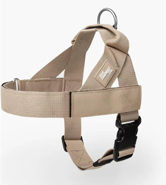 Dog Friendly Co. Dog Harness for Small Dogs (Brown, Extra Small) | One Click Buckle, Chafe Resistant Webbing, Adjustable Neck & Chest, and Heavy Duty D-Ring, Sturdy Comfortable and Easy to Use