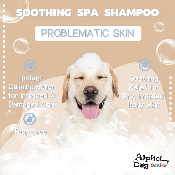Alpha Dog Series All Natural Anti Itch Oatmeal Shampoo + Conditioner for Dogs | Hypoallergenic Soothing Relief for Dry, Itchy, Bitten or Allergy Damaged Skin (Pack of 2)