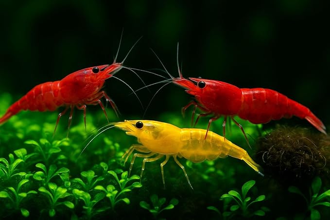 15+ Red–Yellow-Orange Live Freshwater Shrimp High Grade Live Shrimps - Freshwater Shrimp Aquarium Inverts, Hardy Nano Tank Healthy Shrimps Pets - with Live Arrival Guarantee