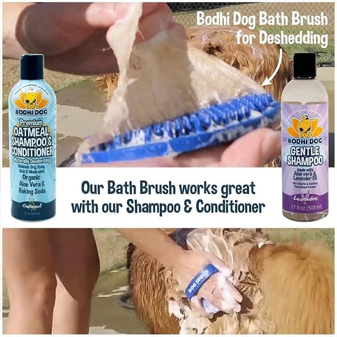 Bodhi Dog Shampoo Brush - Pet Grooming & Bath Supplies for Dogs and Cats - Bath Brush for Long & Short Hair - Premium Scrubber for Shower, Showerhead, Sprayer & Bathing (Two Pack, Blue)