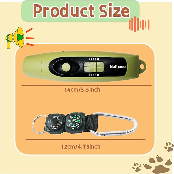 Rechargeable Bear Horn to Scare Bears, 125dB Electronic Air Horn with LED Flashlight & Compass & Thermometer, Electronic Whistle Bear Bells for Safety Hiking Camping Emergency Self Defense