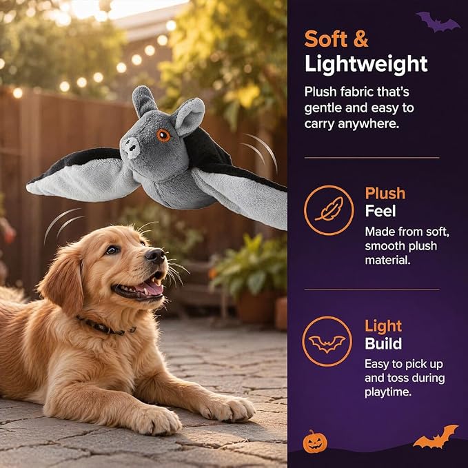 Flapping Bat Dog Toy, Flying Bat Toy for Dogs & Cat with Chirping & Flapping Wings, Interactive Rechargeable Bat Toy, Hanging Solo Play & Wand Compatible，3PCS