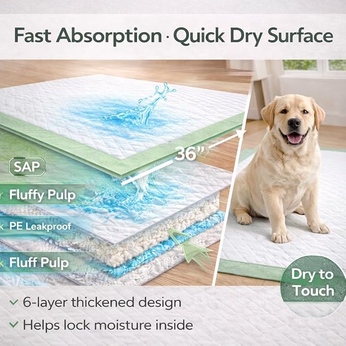Gimars XXXXL 36"x36" Thicken Heavy Absorbency Dog Pee Pads Extra Large- Jumbo Disposable Polymer Quick Dry No Leaking Pee Pads for Dogs, Cats, Rabbits Pets 100 Counts