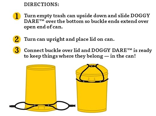 (2 Pack) Doggy Dare Trash Can Lock - Medium - Fits 30-40 Gallon Trash Cans - Perfect for Dogs, Raccoons, Opossums - Bungee Cord Design Makes Install Simple (Trash Can NOT Included)
