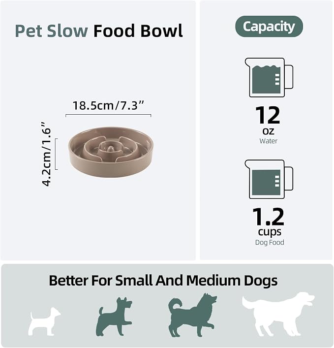 Havniva Dog Bowls Slow Feeder, Ceramic Slow Feeder Dog Bowls for Fast Eater | 1.2 Cups Dog Food Bowl Puzzle Feeder, Slow Feeding Bowls for Small & Medium Breed, Non-Slip Base, Anti-Choking
