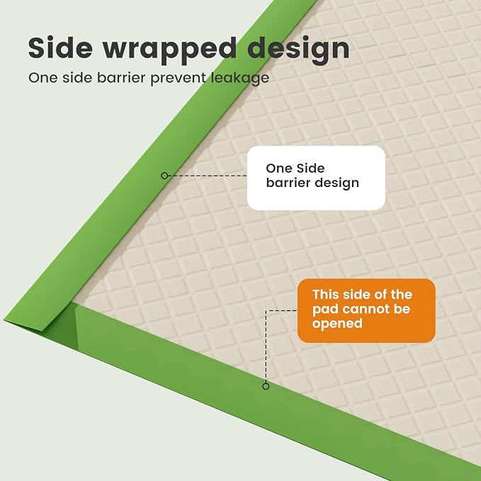 Gardner Pet Dog Pee Pads Extra Large 28"x34", XL Thicker ECO Green Disposable Puppy Training Pads Super Absorbent Full Edge-Wrapping Pad for Dogs, Puppies, Cats, Rabbits (200 Count)