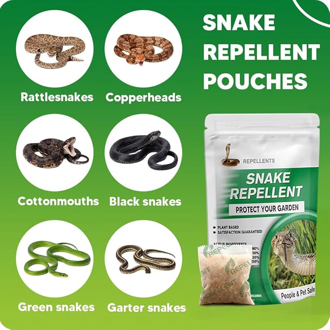 Snake Repellent for Yard, Snake Deterrent Outdoor, Snake Away Repellent for Garden/Lawn, Backyard Snake Repellent, Covers 120 Sq Ft, Lasts Up to 60 Days, 8Packs
