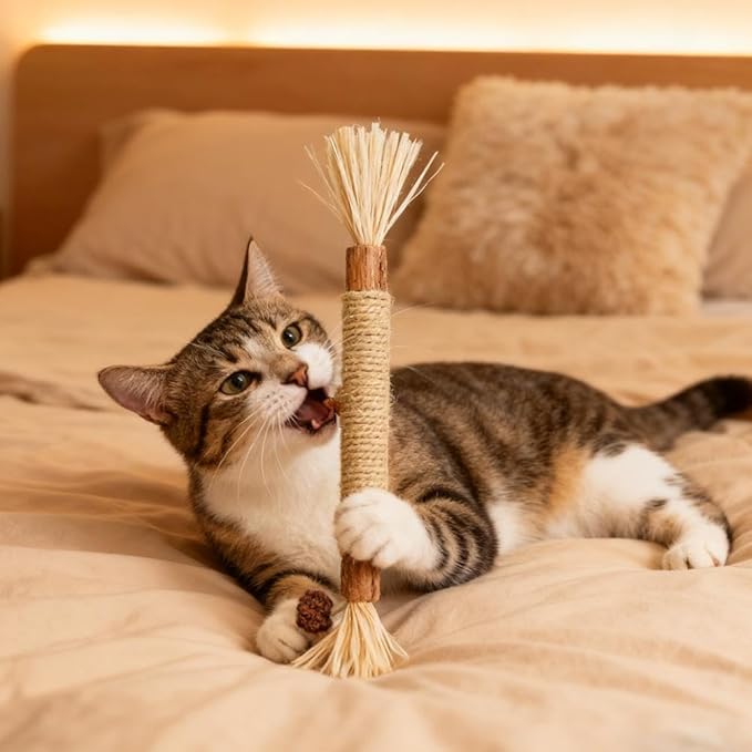10 Pcs Puriq Natural Silvervine Dental Sticks,Silvervine Sticks for Cats, Interactive Cat Chew Stick for Teeth Cleaning, Scratch & Bite Resistant, for Indoor Kitty Fresh Breath