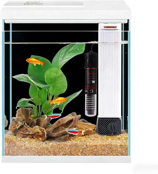 Pronetcus 2 Gallon Glass Betta Fish Tank with Heater Filter and Light, Self-Cleaning Small Aquarium Starter Kits