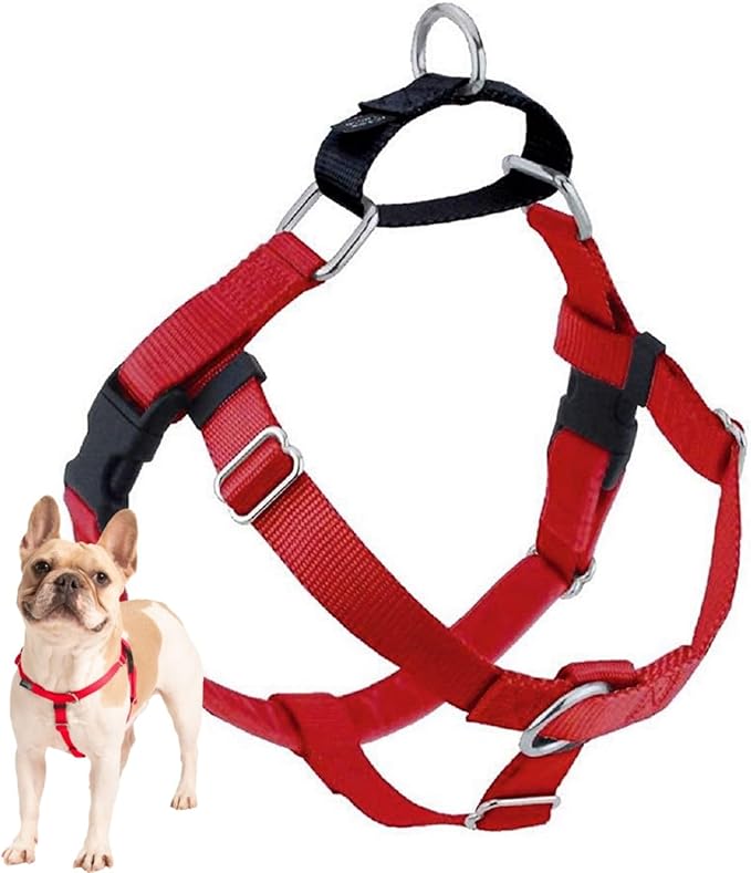 2 Hounds Design Freedom No Pull Dog Harness, 5/8 inch SM, Red | Discourages Pulling, Comfortable Control Adjustable Dog Harness for Small Sized Dogs, Made in USA (Leash Not Included)