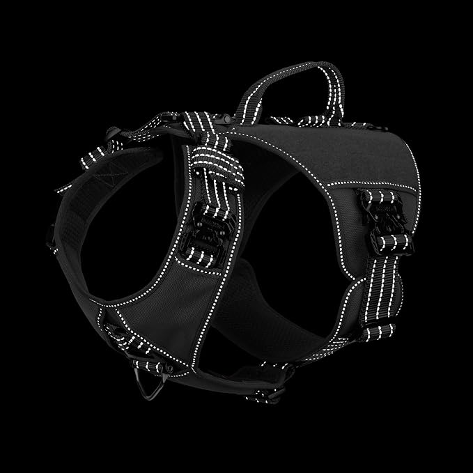 ICEFANG Quick-Moving Tactical Dog Harness X-Large Dogs,No Pull Dog Vest | Control Handle,Reflective,Full Metal Buckles,Adjustable,Hook-and-Loop Panel,Soft Padded,Grey,X-Large