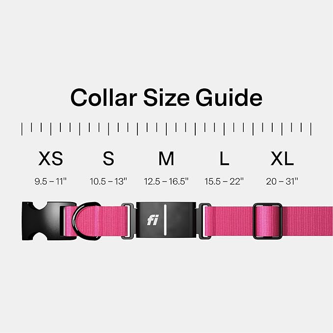 Fi New Series 3+ Smart Dog Tracker Collar [6 Month Membership Included] GPS Tracker for Dogs with Health & Behavior Monitoring, Escape Alerts, Waterproof, LED, Apple Watch Compatible (Pink, Small)
