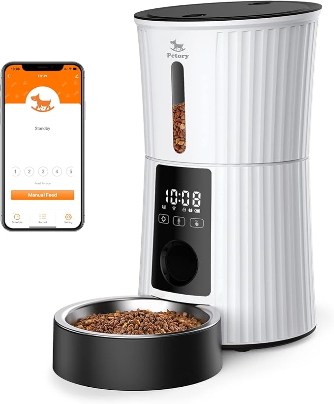WiFi Automatic Cat Feeder - 4L Dry Food Dispenser for Cats and Dogs | App Control, 10 Meals Daily, Dual Power Supply, 10-Second Voice Recorder, with Desiccant Bag
