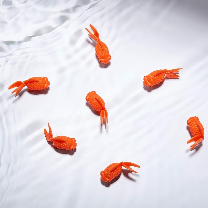 Sumind 30 Pieces Fake Goldfish Plastic Floating Artificial Aquarium Fish Realistic Moving Orange Goldfish Ornament Decorations for Aquarium Tank