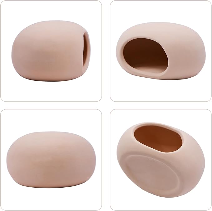 Saim Aquarium Decorations Ceramic Cave, Betta Fish Tank Accessories for Shrimp Cichlid Hiding Breeding Small Fish Bowl Hide Ornaments Betta Toys Hideout House - Natural Color