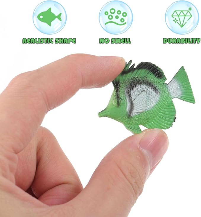 12PCS Tropical Fish Toys, Pastic Sea Creatures Figurines Set, Educational Learning Ocean Animal Figures, Themed Party Favor Miniature Toys for Boys Girls