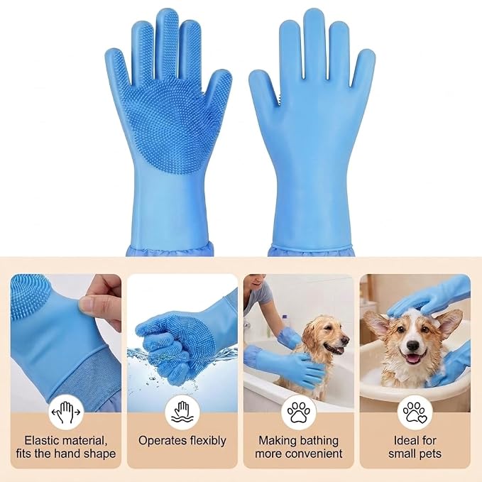 7 Pcs Dog Washing Kit: Shampoo Brush, Hair Brush, Washing Gloves, Dog Towel | Dog Brush for Shedding, Toothbrush, Large Towel, and Dry-wet Separation Bag, Dog Bath Grooming Kit, Dog Bath Supplies